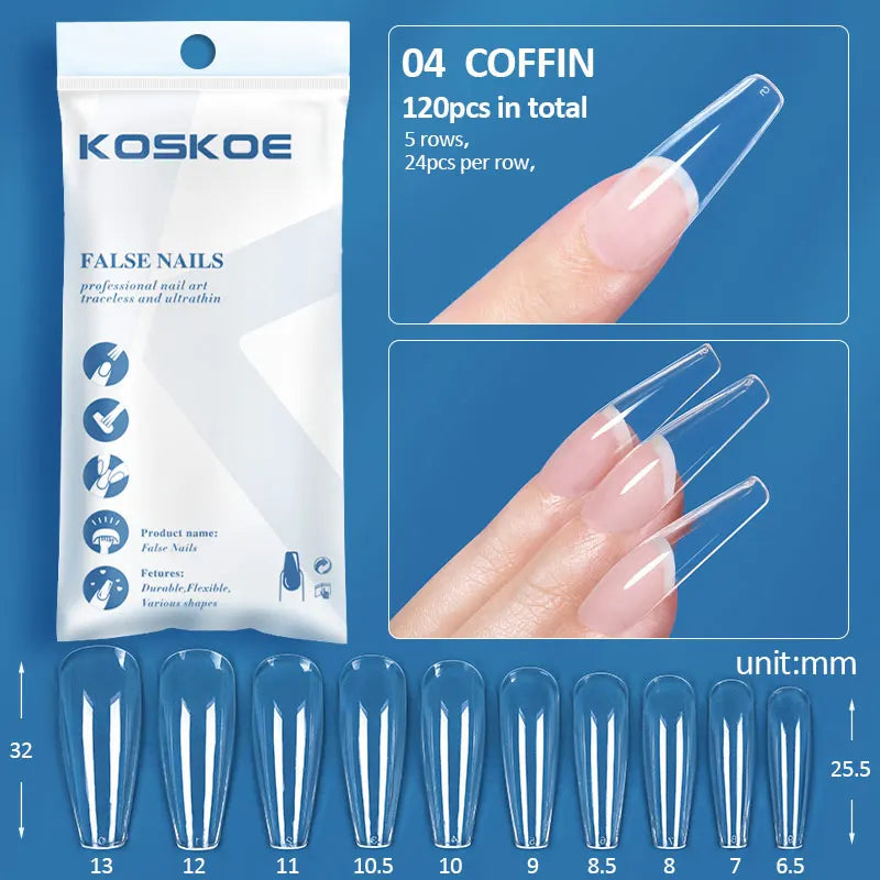 120PCS Matte Fake Nails Capsules Almond Coffin T Shape Full Cover False Nails Frosted Artificial Nail Soft Gel Tips Manicure Nai